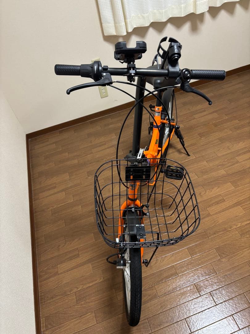 誉*様 折りたたみ自転車 オレンジ 前バスケット付き　ロードバイク好きに　✨