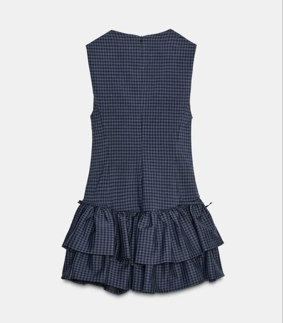 最終値下☆新品タグ付☆ Zara フリル付きチェック柄ショートワンピース