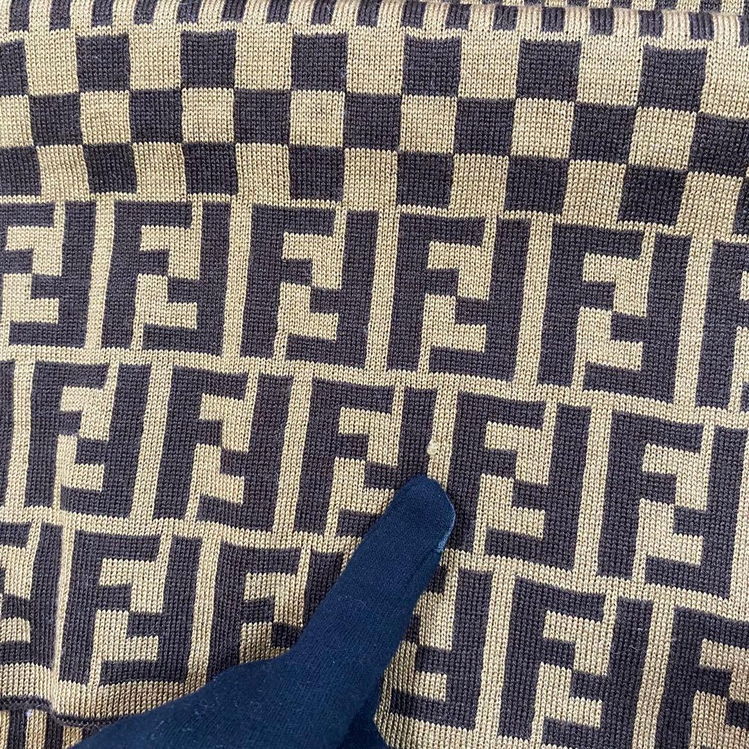 FENDI　フェンディ　マフラー　ストール　ウール　ロゴ　ズッカ　リバーシブル