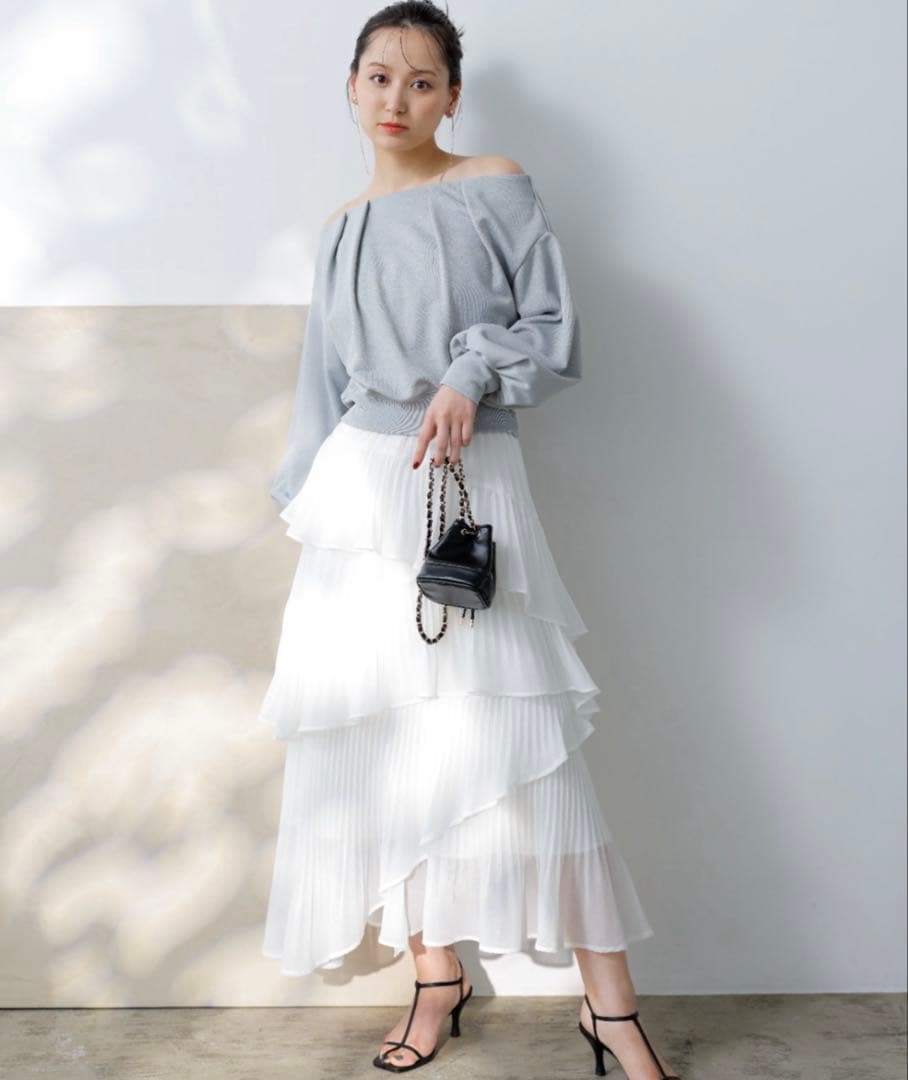 snidel Sustainableプリーツティアードスカート