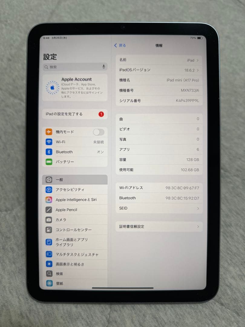 iPad mini 7 A17 Pro 128GB Wi-Fi グレー
