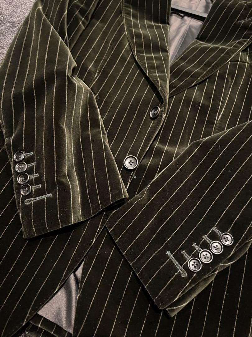 【最終値下げ】 TOMFORD ダークグリーン ストライプ テーラードジャケット