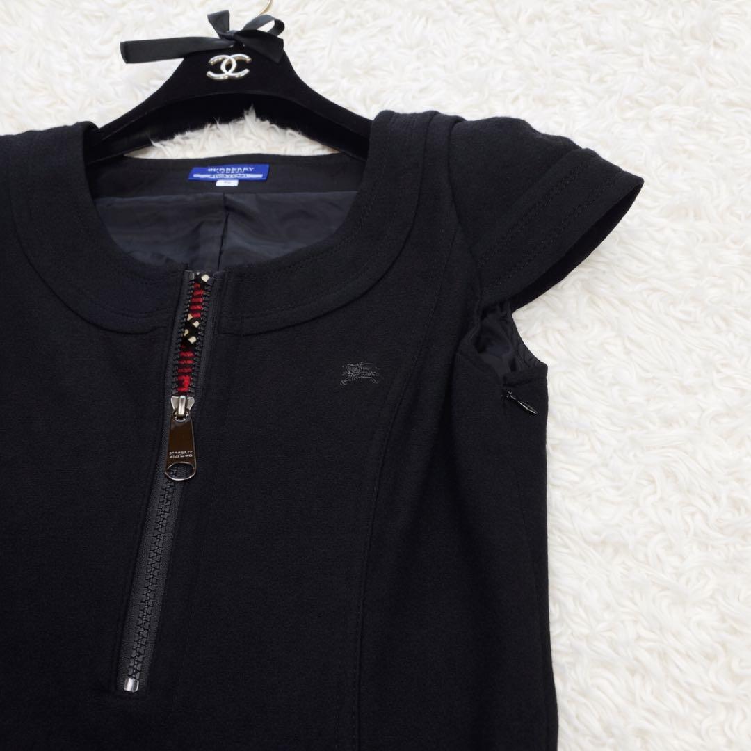 BURBERRYブルーレーベル 赤 黒 チェック ベルト ワンピース 38