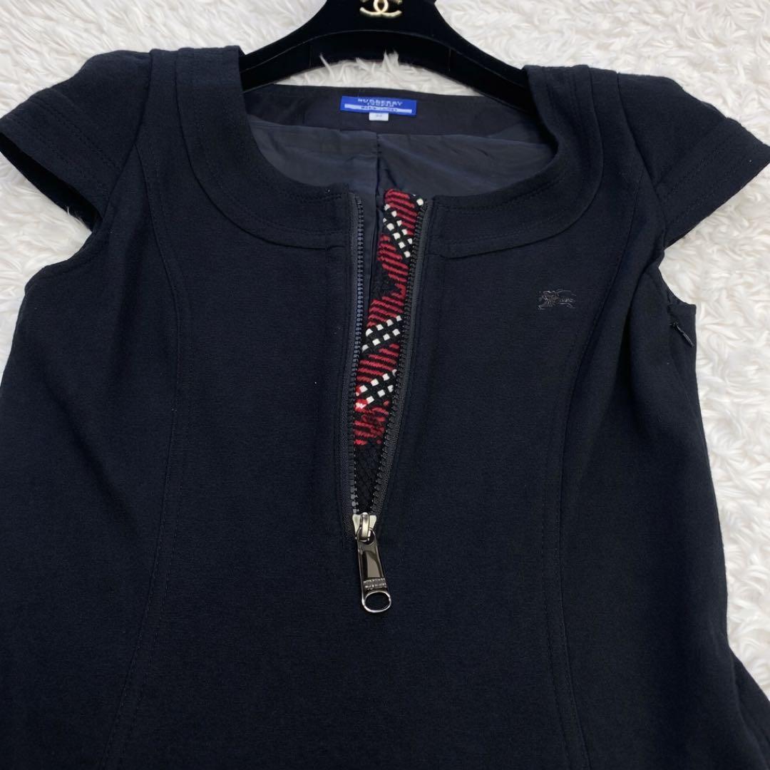 BURBERRYブルーレーベル 赤 黒 チェック ベルト ワンピース 38
