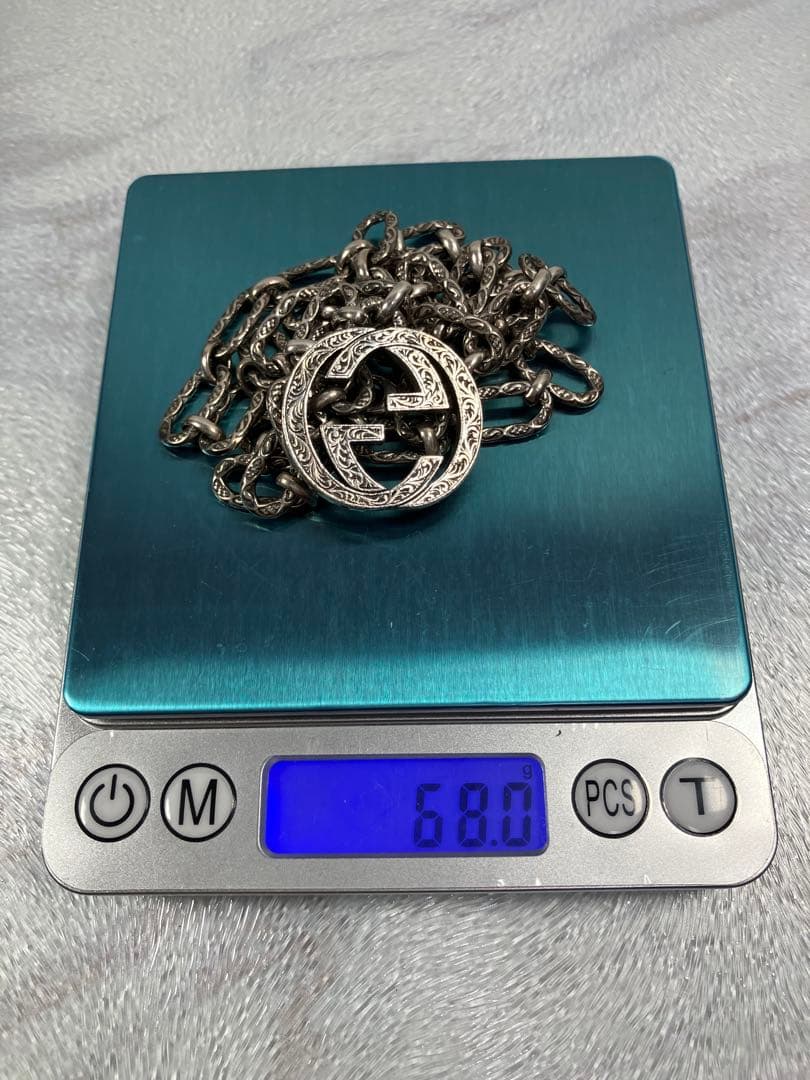 【超美品】GUCCI WGロゴ ネックレス アラベスク 男女兼用　SV925