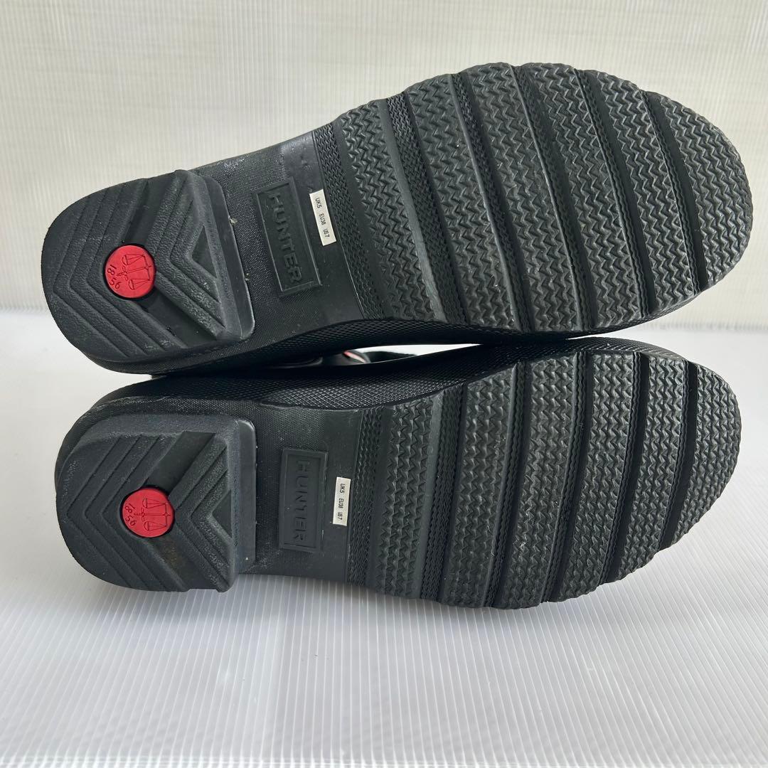 美品 HUNTER ハンター レインブーツ ショートブーツ 黒 24 サイドゴア