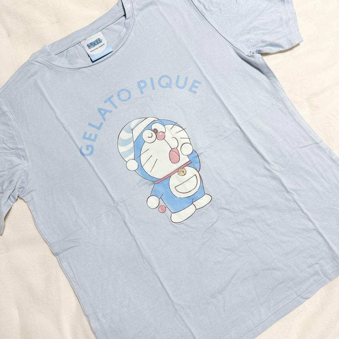 新品★ジェラートピケ ドラえもん ワンポイントTシャツ＆総柄ロングパンツセットL