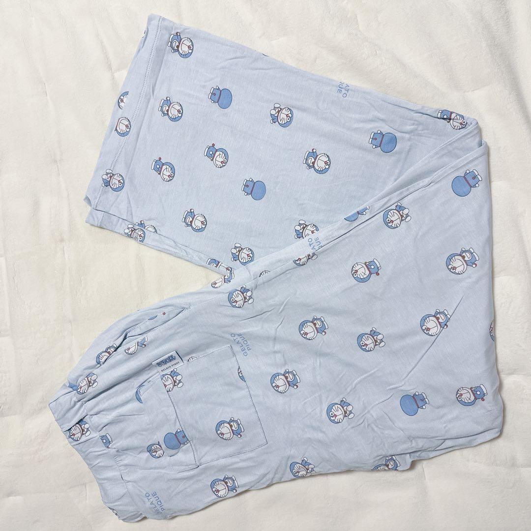 新品★ジェラートピケ ドラえもん ワンポイントTシャツ＆総柄ロングパンツセットL