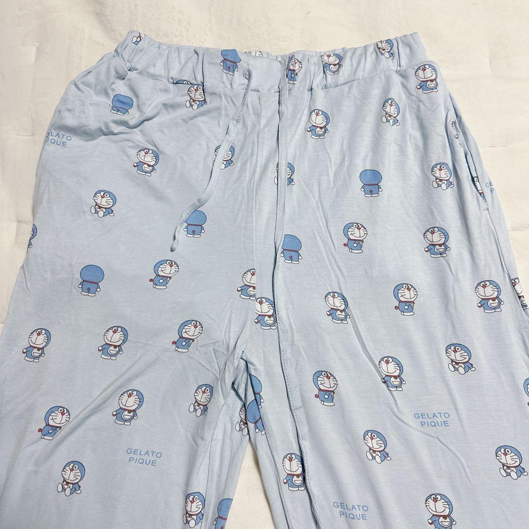 新品★ジェラートピケ ドラえもん ワンポイントTシャツ＆総柄ロングパンツセットL