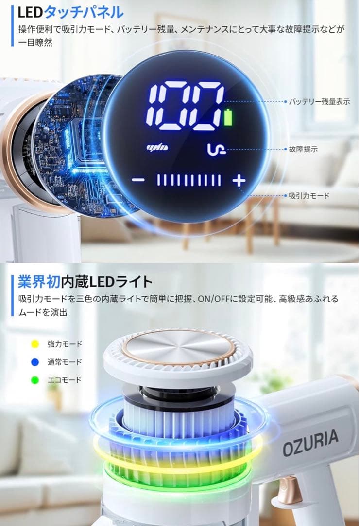 掃除機 コードレス 50000Pa コードレス掃除機 自立式 着脱式バッテリー