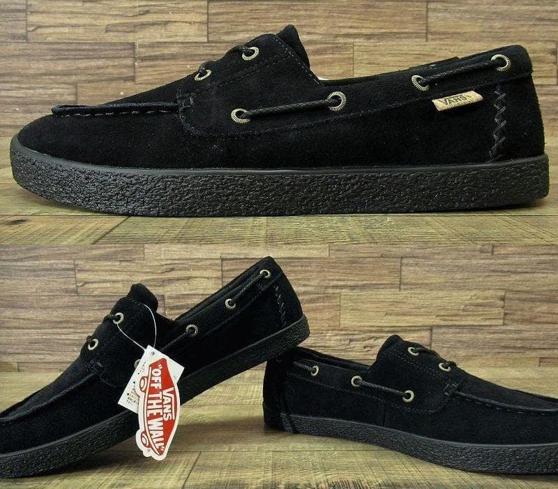 新品 バンズ クーカ スエード モカシン デッキ スニーカー 黒 28.5 ①