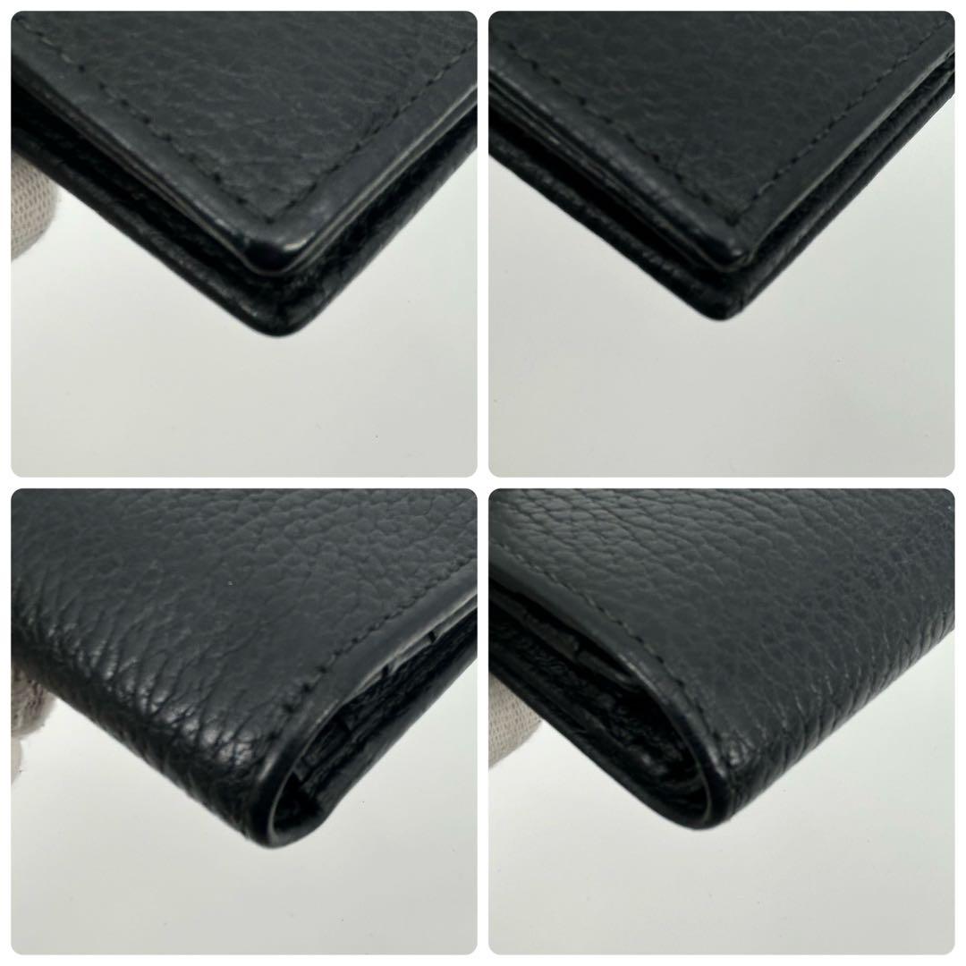 美品✨グッチ 折り財布 マーモント ダブルG レザー 小銭入れ有 ロゴ 黒
