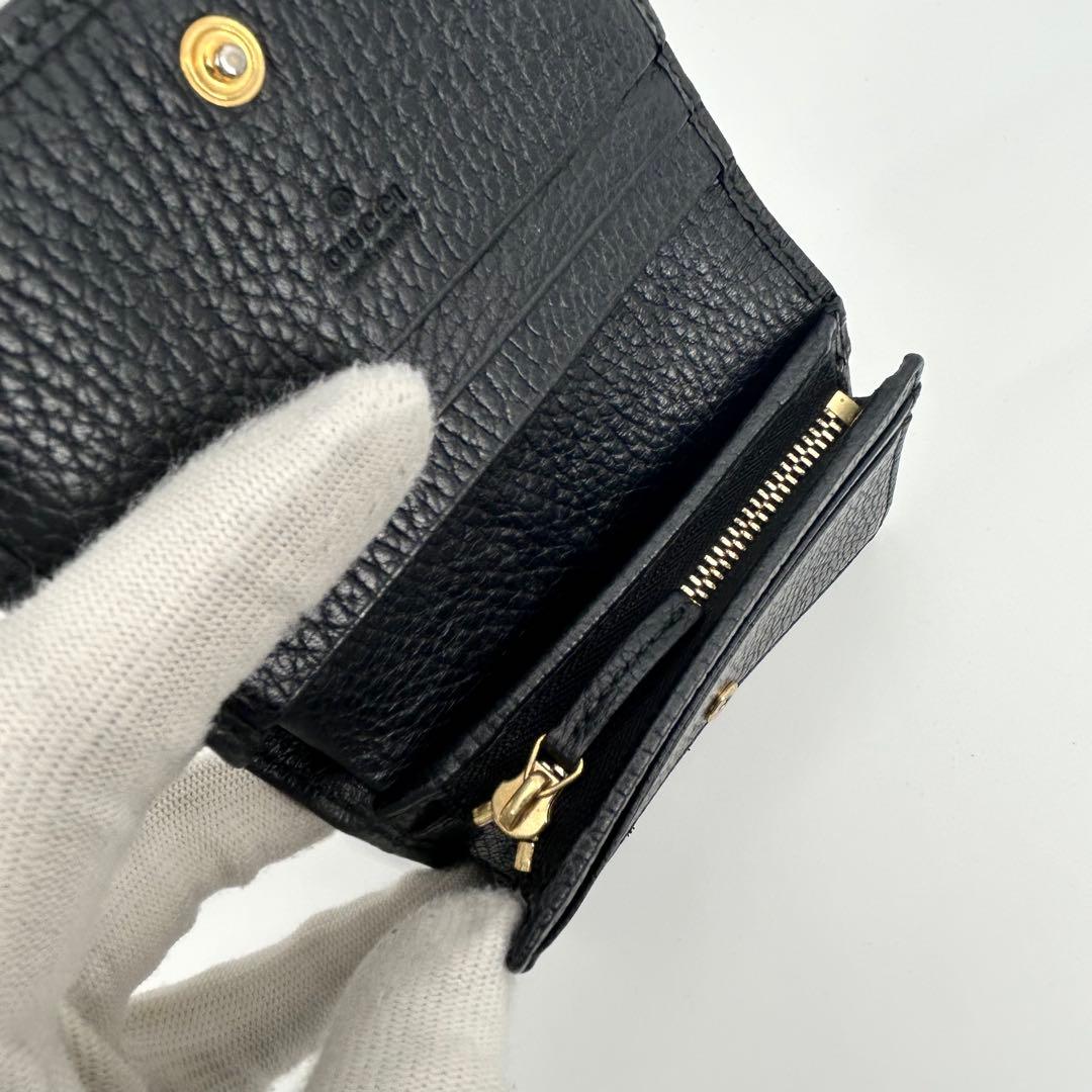 美品✨グッチ 折り財布 マーモント ダブルG レザー 小銭入れ有 ロゴ 黒