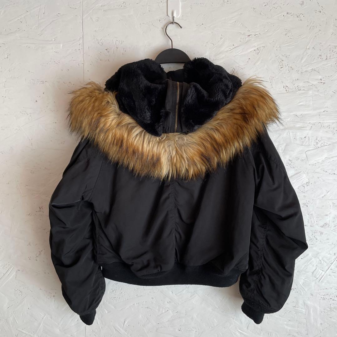 Y2K名作【MOUSSY】ファー付きモッズコート　黒　N-2B 1 ミリタリー