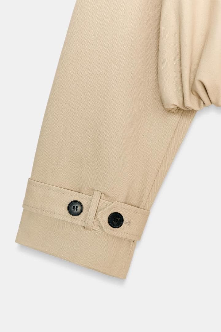 新品⭐ ZARA ショートバルーントレンチコート コムギ色 L