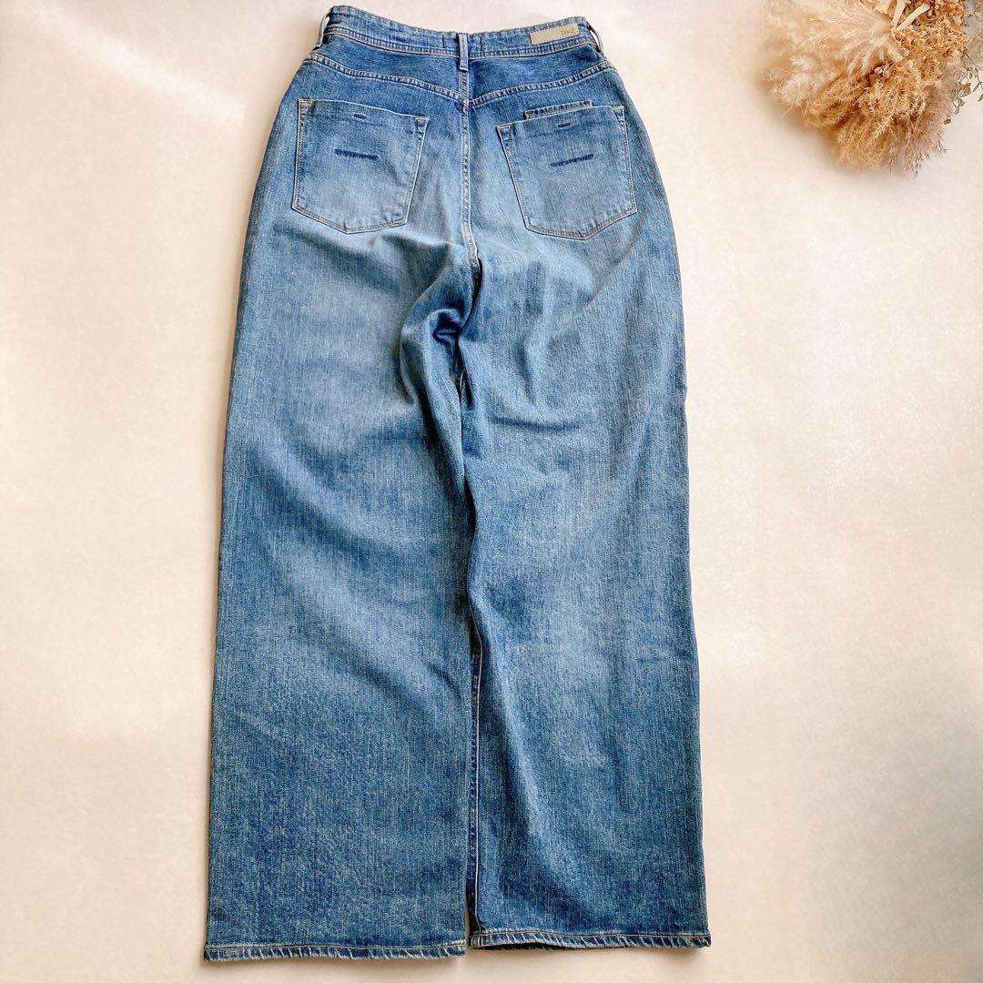 【美品】ヤヌーク JOAN ハイウエスト ルーズストレート デニム 27