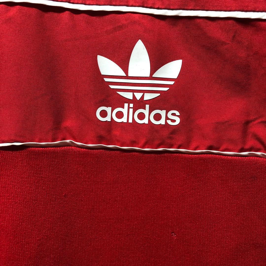 adidas オリジナル　レッド ジップアップジャージ　Y2K フード付き