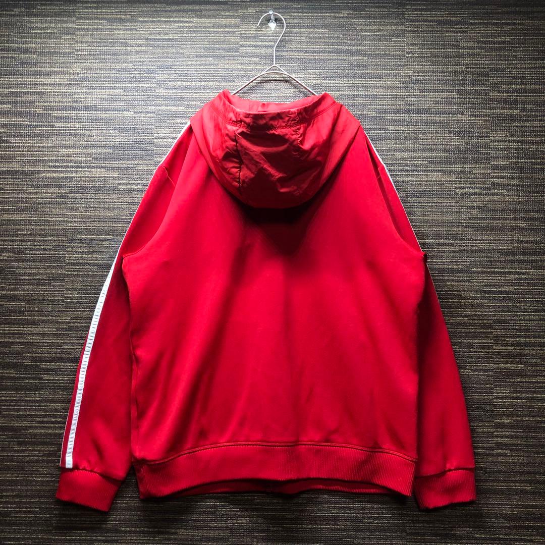 adidas オリジナル　レッド ジップアップジャージ　Y2K フード付き