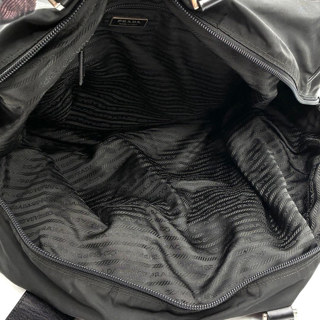 美品 プラダ 2way ボストンバッグ 三角ロゴ 手持ち 肩掛け メンズ 黒