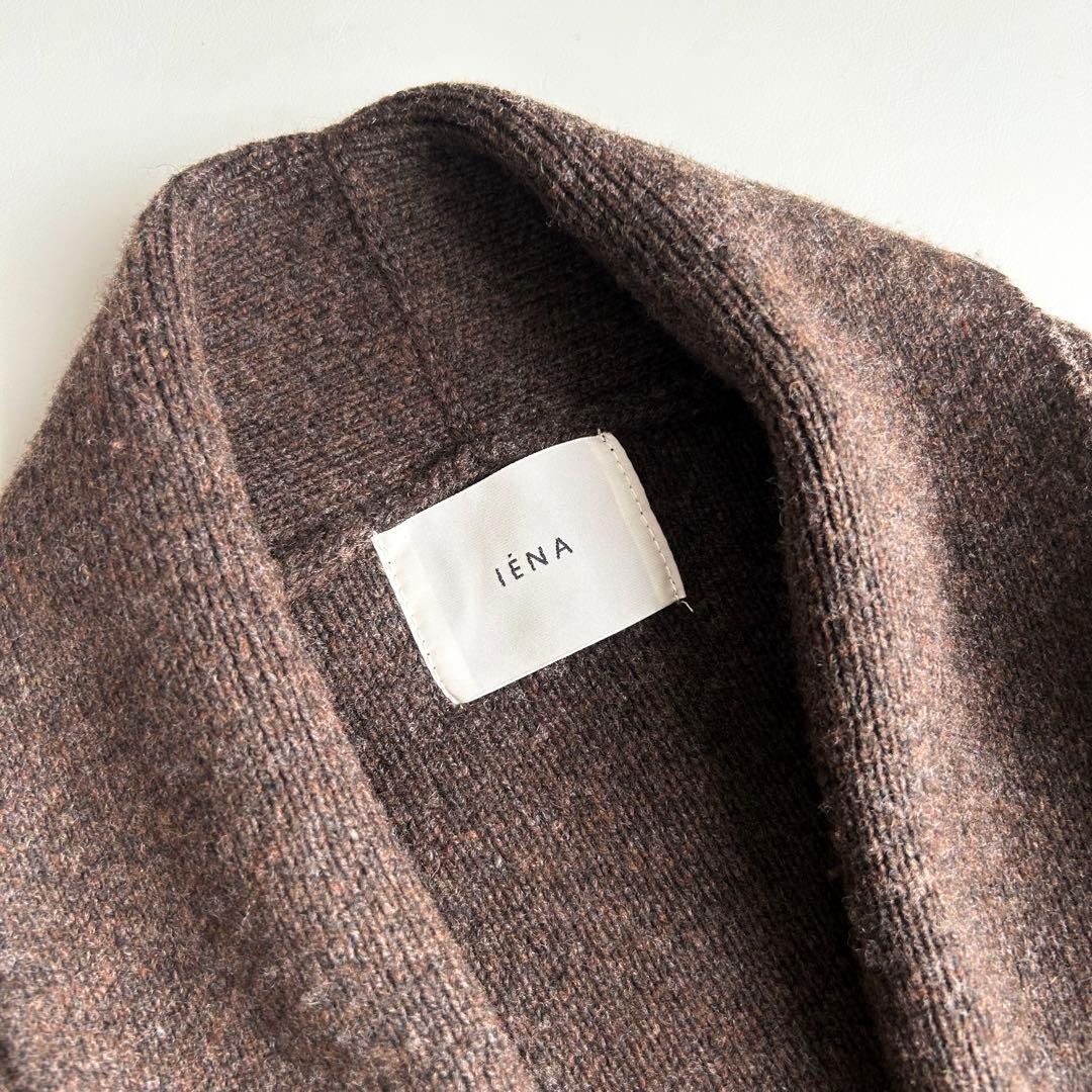 定価2.5万円 イエナ カシミヤ混 ニットガウンコート ブラウン IENA