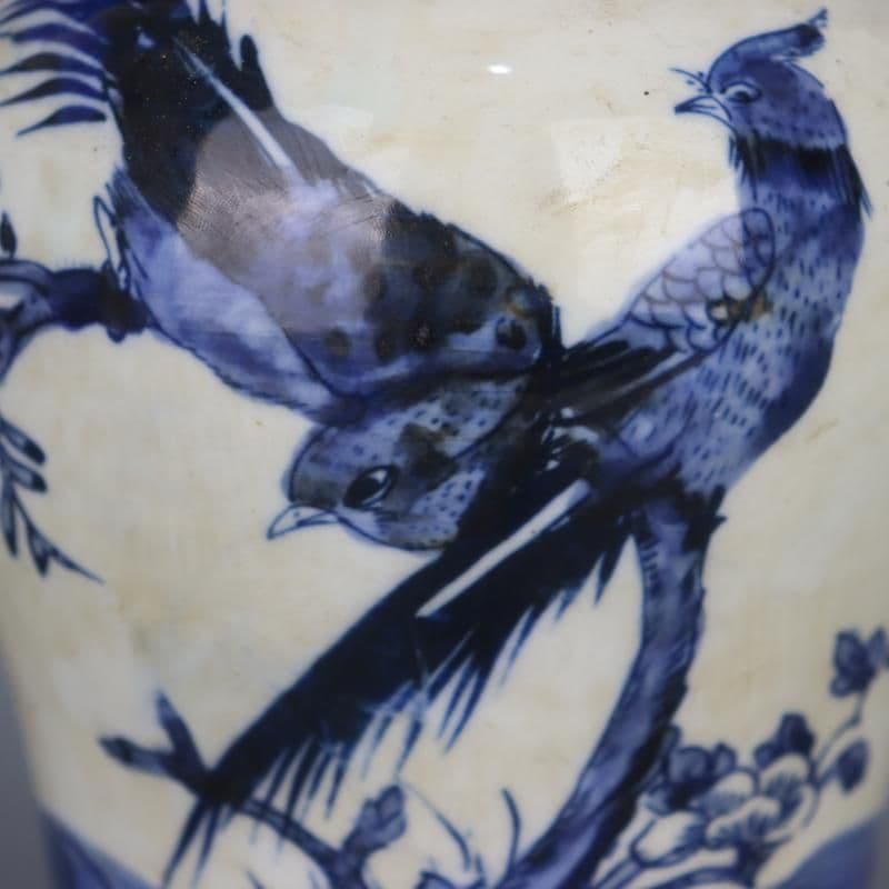 サバ花鳥紋将軍缶  景徳鎮 陶磁器 装飾品 現代工芸品 美術品 置物