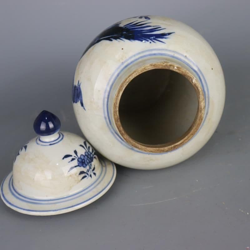サバ花鳥紋将軍缶  景徳鎮 陶磁器 装飾品 現代工芸品 美術品 置物