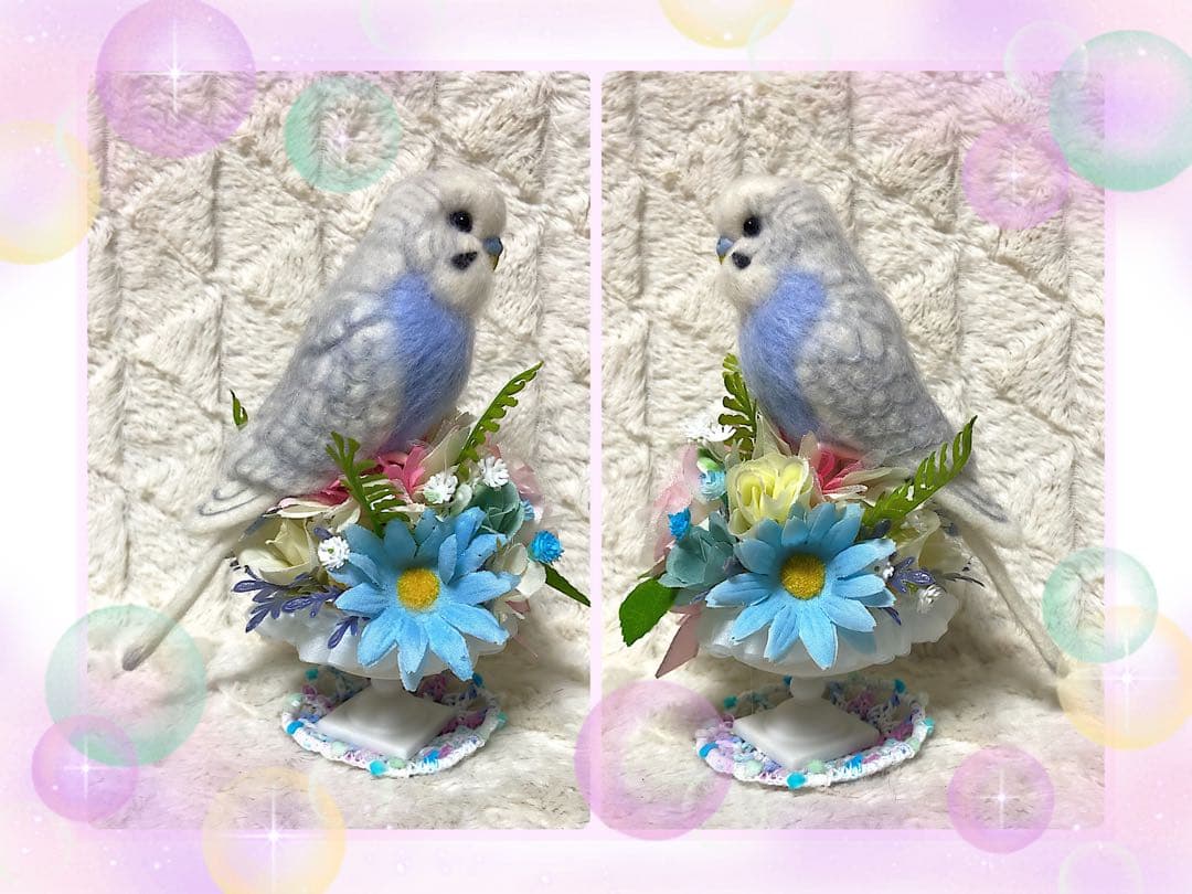 羊毛フェルト。セキセイインコ。オーダーNo.38