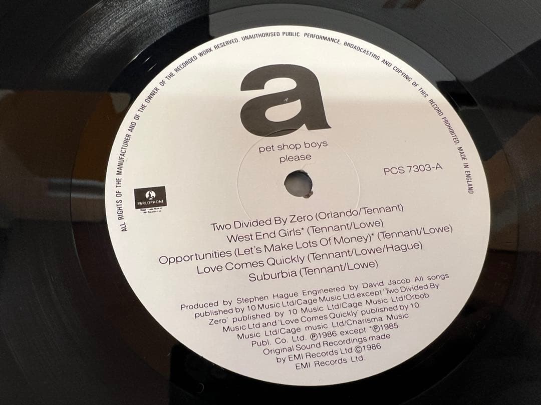 UK盤 Pet Shop Boys Please LP洋楽 PCS 7303