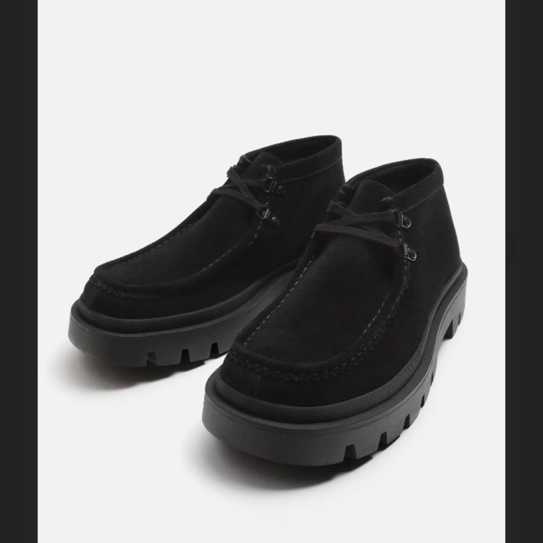 新品！zara ザラ　レザーアンクルブーツ　厚底