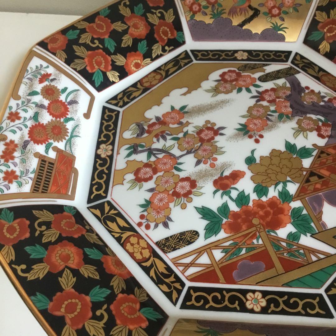 古伊万里大皿大正　8角　金蘭手色彩絵　古伊万里コレクション　紙箱入り