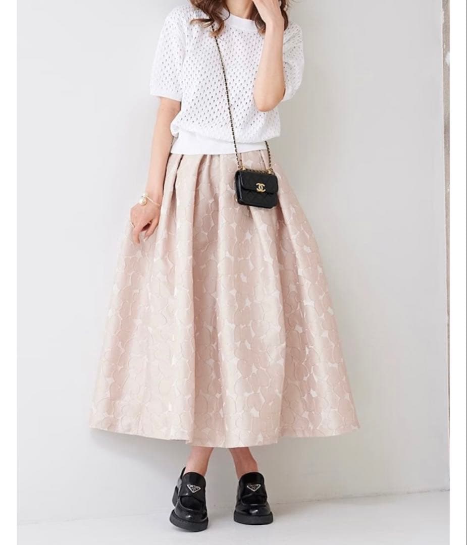 ✨美品✨OBLI 米沢別注ハートグログランスカート サイズ1 ベージュ