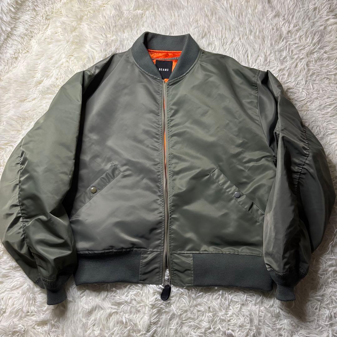 24年 極美品✨ 薄手 BEAMS MA-1 撥水 ワイドフィット クレイジー