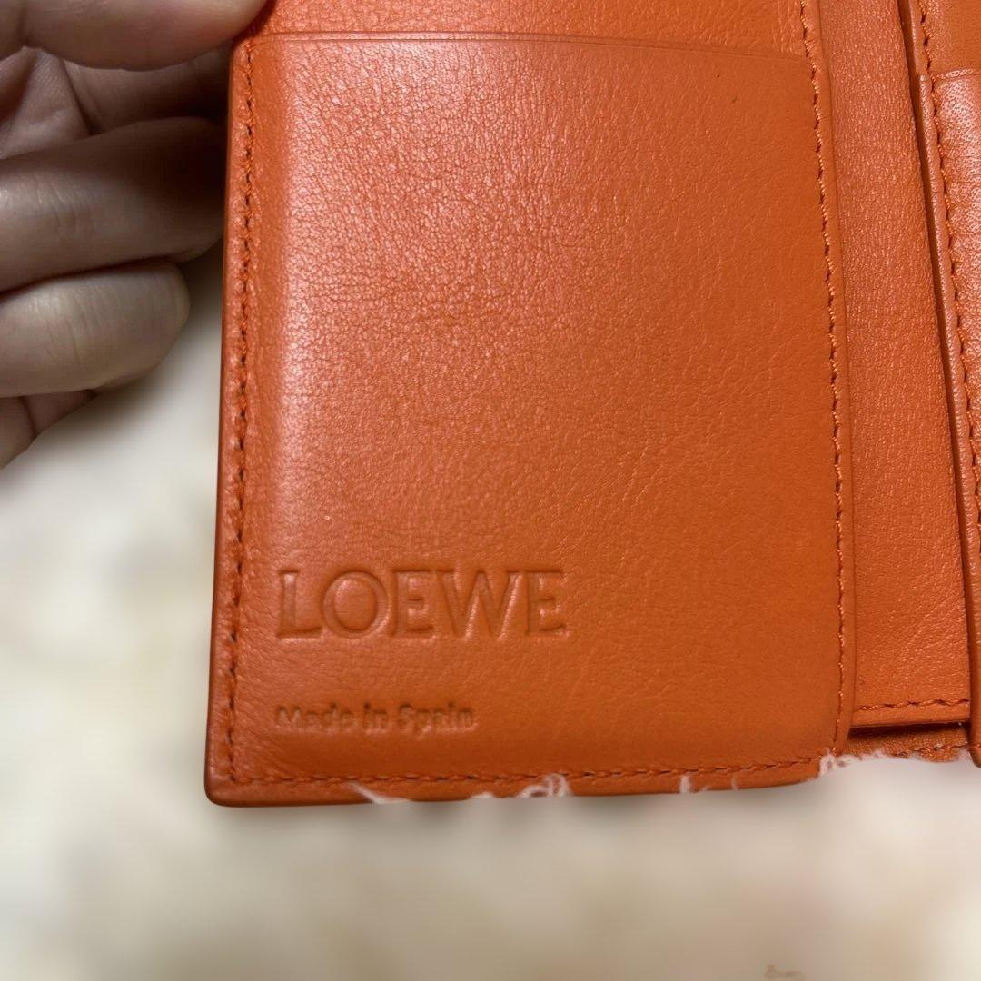 LOEWE オレンジ 三つ折り財布 アナグラム トライフォールド ウォレット