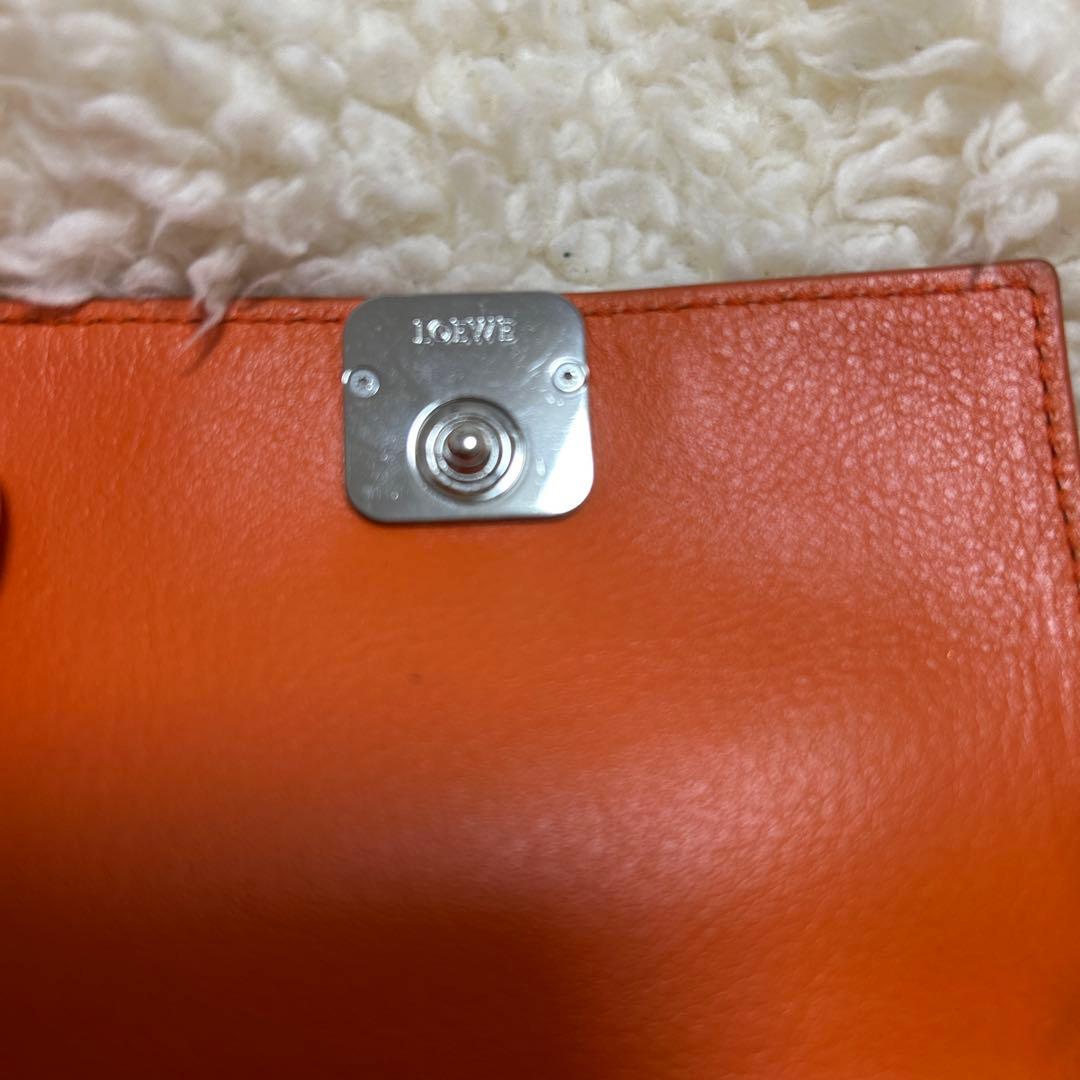 LOEWE オレンジ 三つ折り財布 アナグラム トライフォールド ウォレット