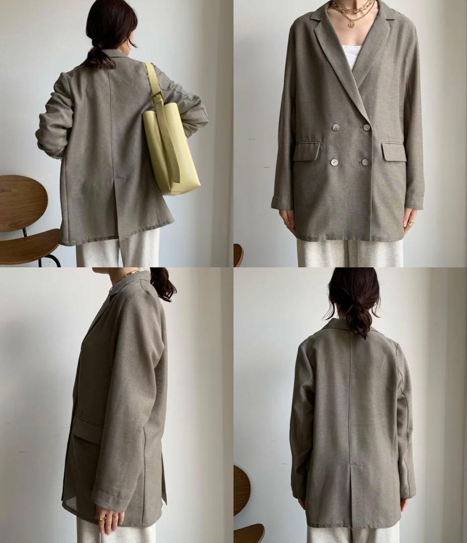 美品　DOUDOU シアーダブルジャケット　グレージュ　テーラードジャケット