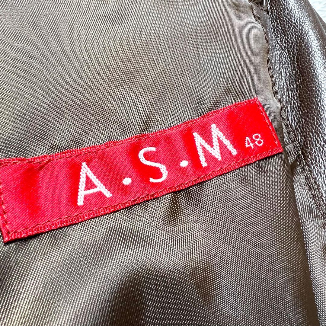 A.S.M ラムレザー テーラードジャケット　Mサイズ　ブラウン　極美品