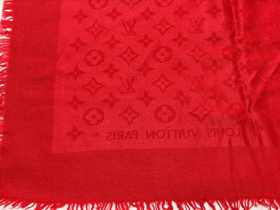 LOUIS VUITTON 大判 モノグラム ショール ストール レッド