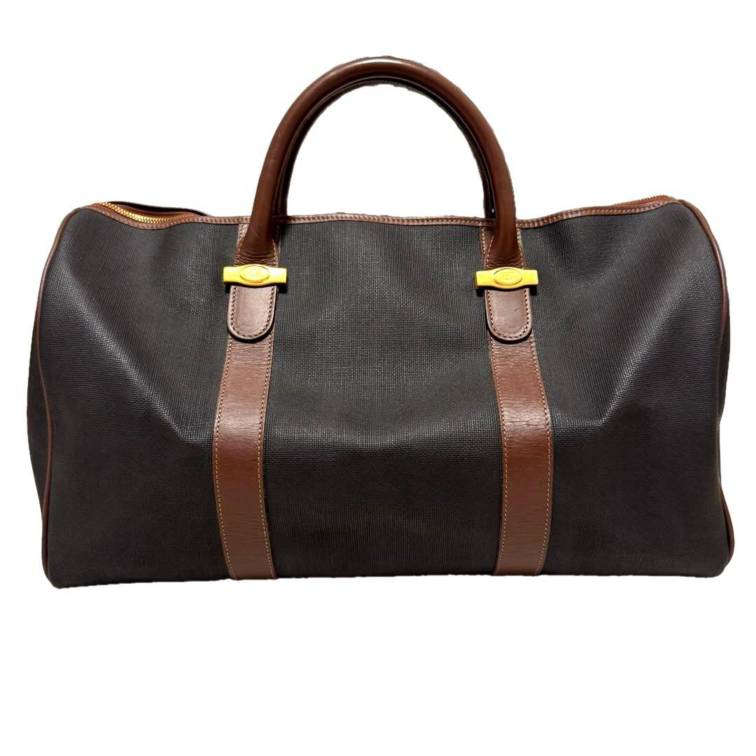 極美品 dunhill ダンヒル ボストンバッグ ロゴ PVC レザー 金具