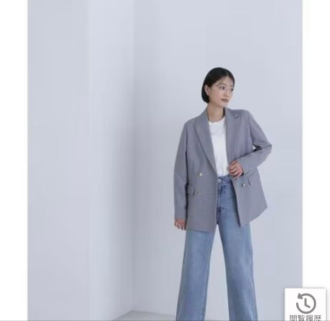【新品未使用仕付糸あり】ダブルブレストボクシージャケット　Sサイズグレー