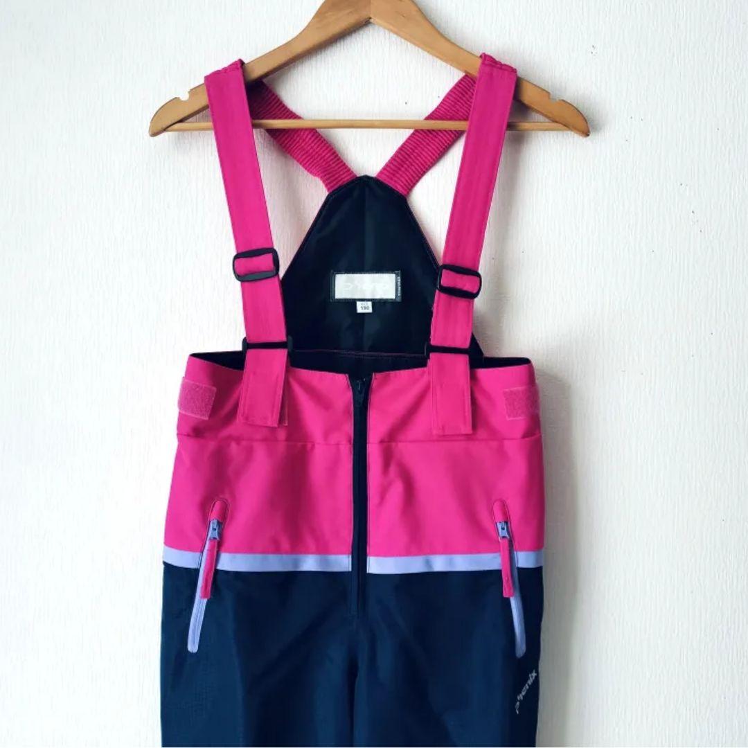 【極美品】Phenix スキーウェア 女の子 150 140 ピンク×紺 結晶柄