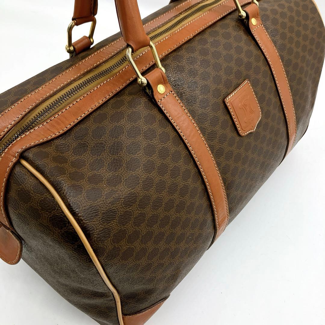 【CELINE】ボストンバッグ　旅行鞄　マカダム柄　PVC ダークブラウン.