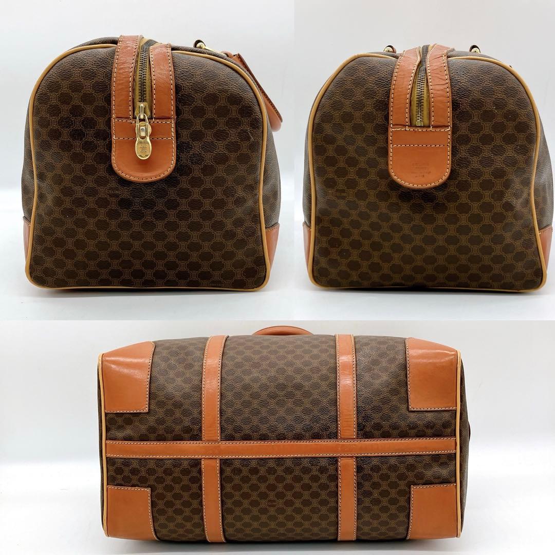 【CELINE】ボストンバッグ　旅行鞄　マカダム柄　PVC ダークブラウン.