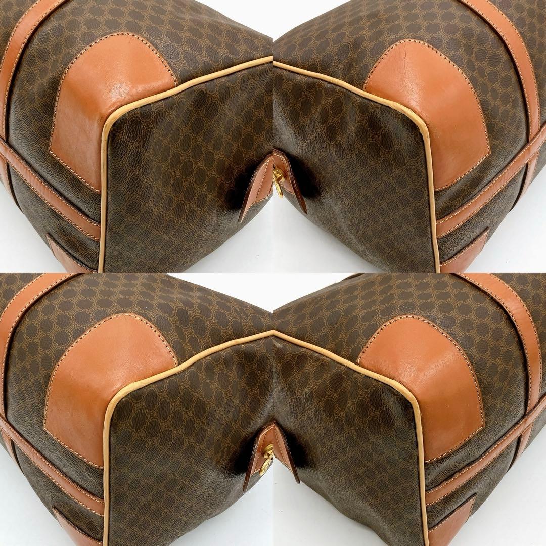 【CELINE】ボストンバッグ　旅行鞄　マカダム柄　PVC ダークブラウン.