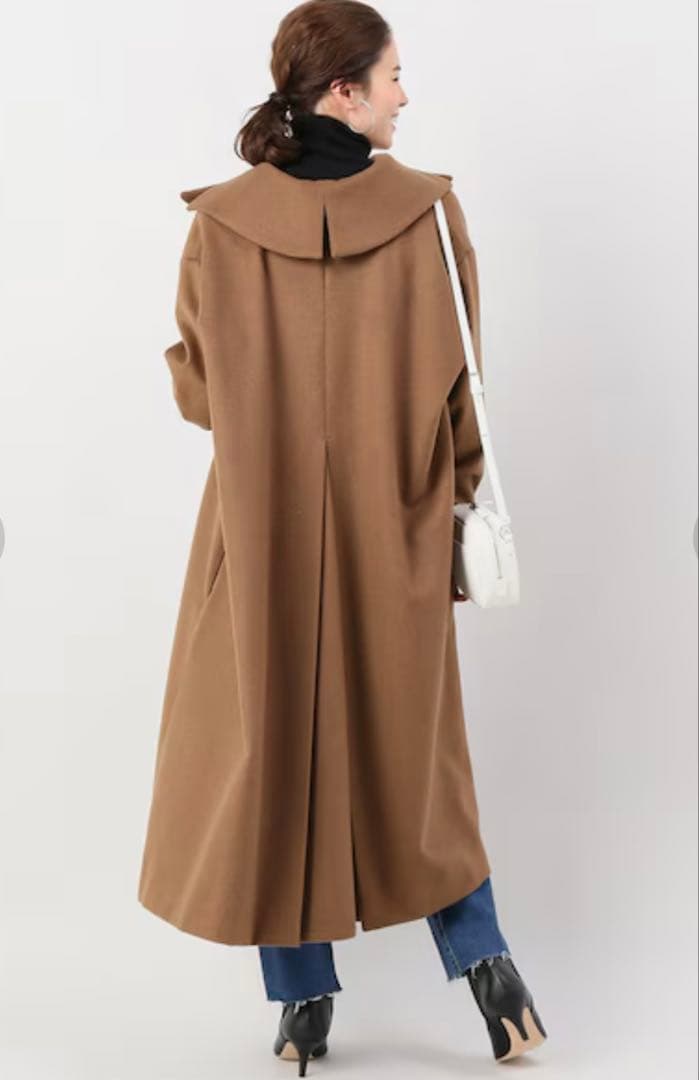 美品 ELIN ドットボタンダブルコート　キャメル 大きいサイズ