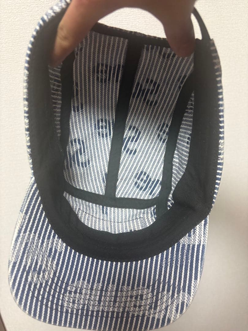 Supreme ストライプキャップ ネイビー/ホワイト