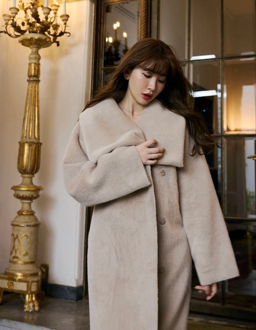 【本日限定】herlipto Grace Wrap Coat beige S