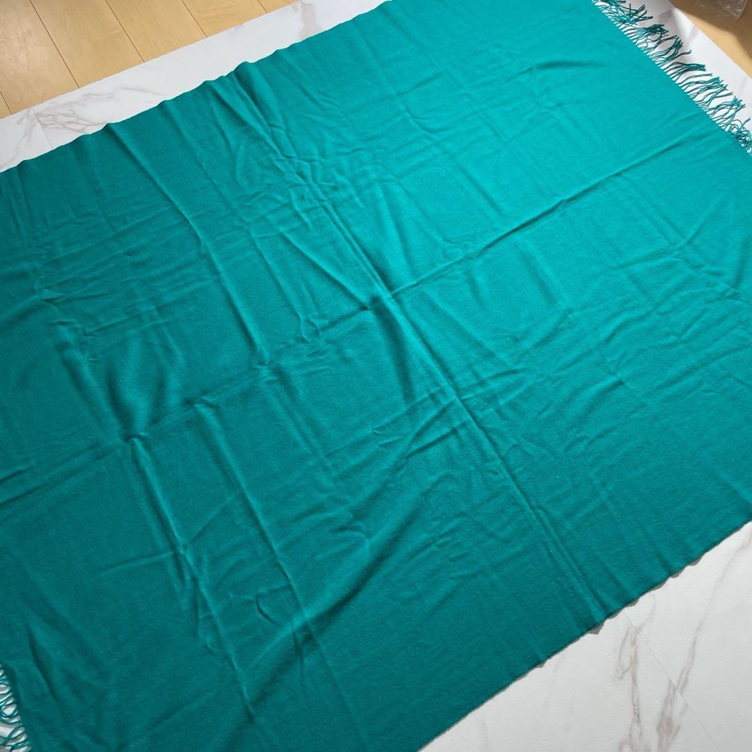 美品 箱付✨エルメス カシミヤ 大判ストール ロゴ エンブロイダリー 膝掛け