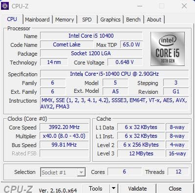 Intel Core i5 10400 CPU 【動作確認済】
