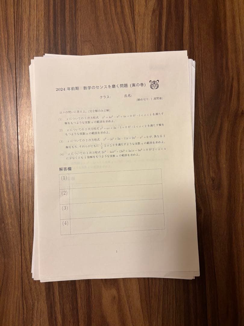【駿台】【ⅠAⅡBⅢC】高2エクストラ数学・センスを磨く問題(30枚)のセット