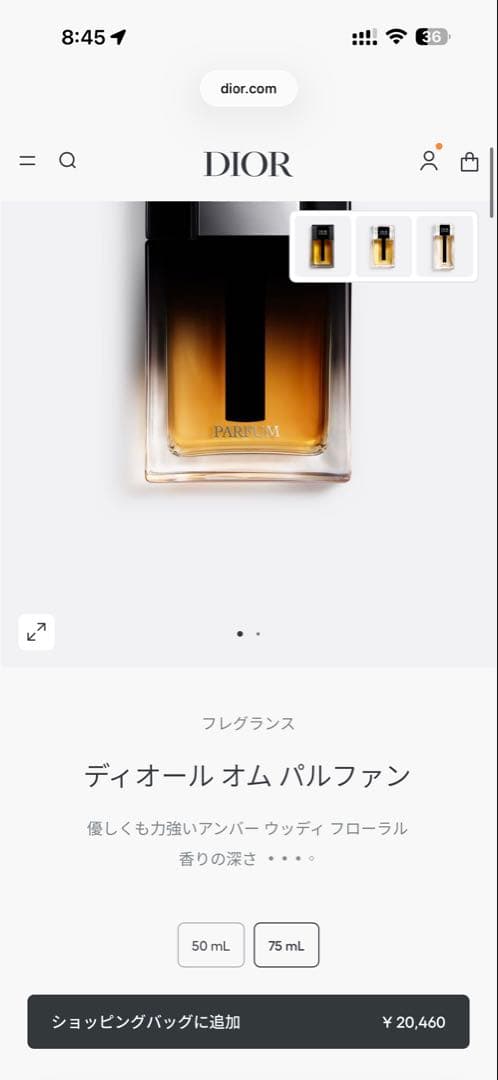 ディオール オム パルファン 75mL